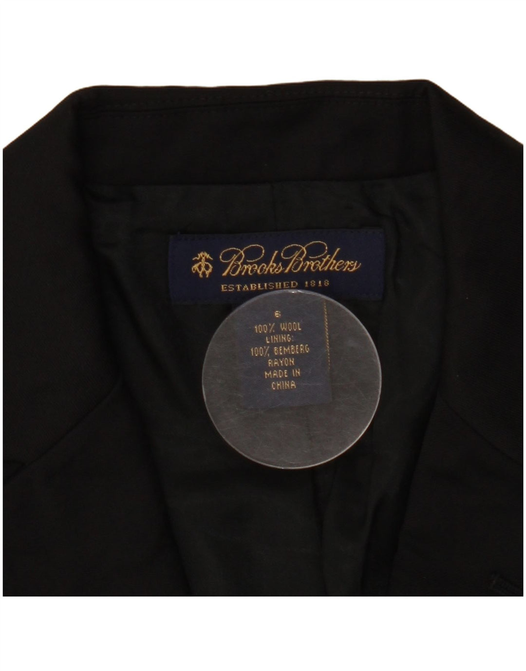 BROOKS BROTHERS Dame 2-knaps blazerjakke US 6 Medium Sort Uld