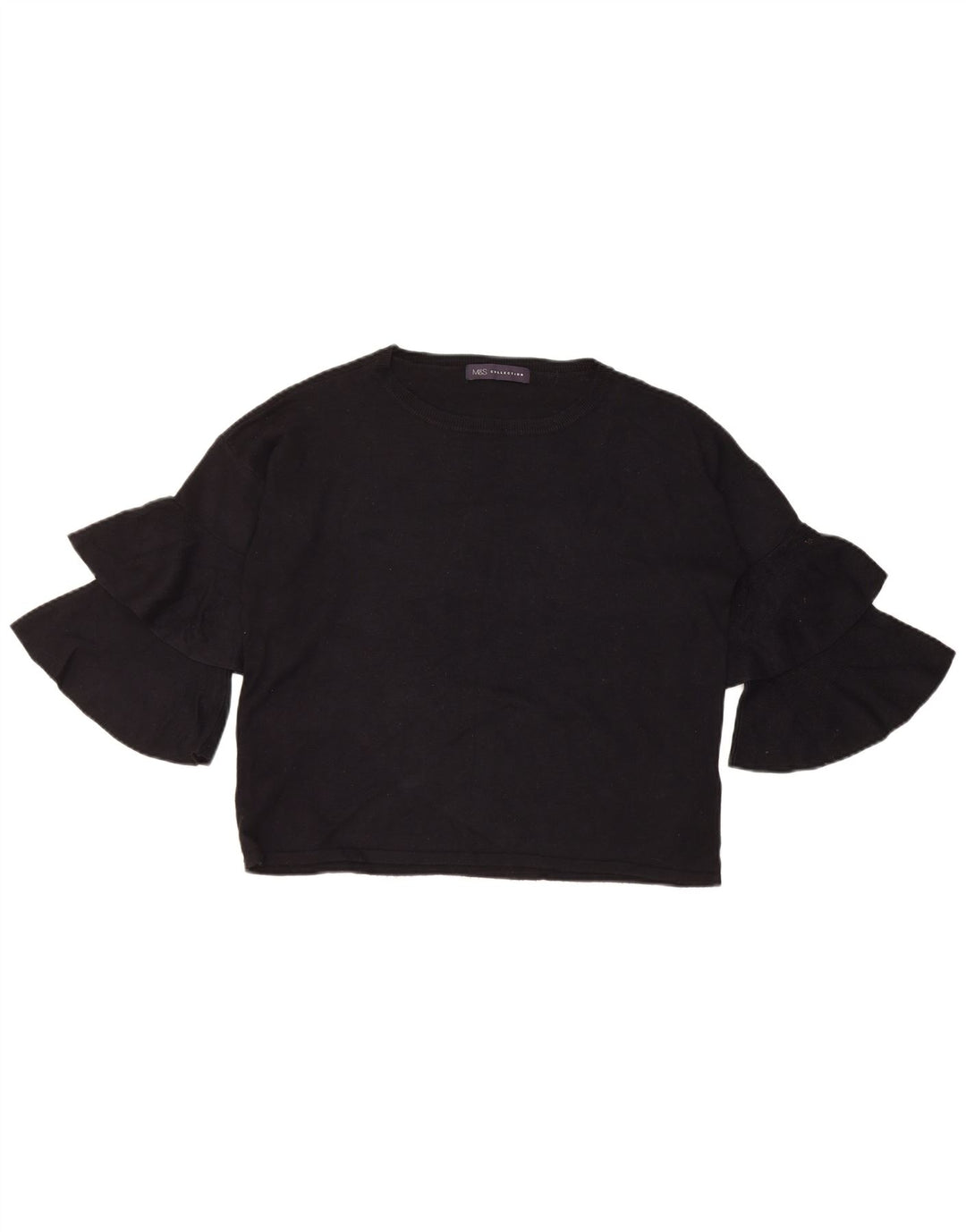 Marks & Spencer Dame Oversized Top 3/4 ærme UK 8 Small Black Viscose