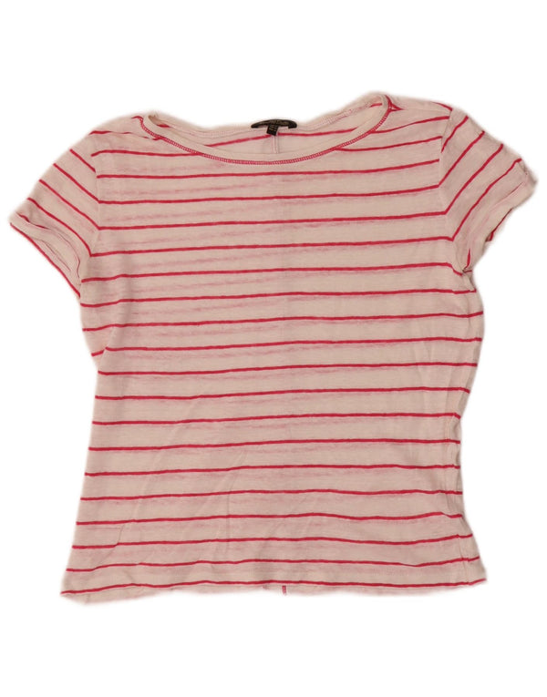 Massimo Dutti Dame T-Shirt Top UK 6 XS Hvid Stribet