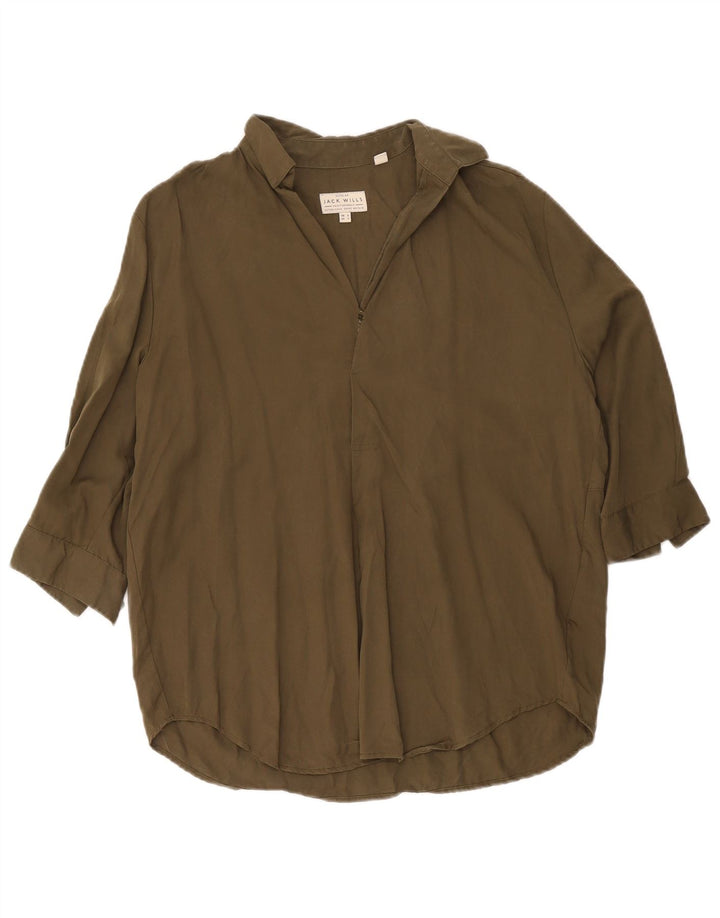Jack Wills 3/4-ærmet oversized trøje til kvinder, UK 6 XS Khaki Lyocell
