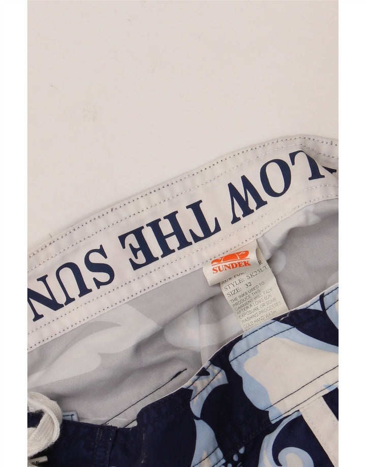 Sundek Badeshorts til mænd W32 Medium Navy Blue Floral Polyester