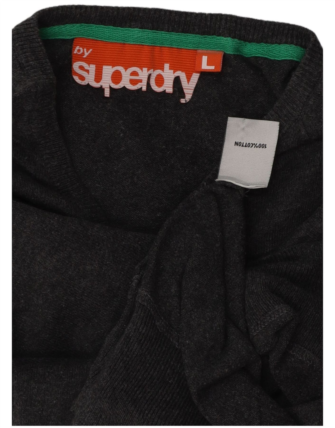 SUPERDRY Dame V-hals sweater UK 16 Stor grå bomuld