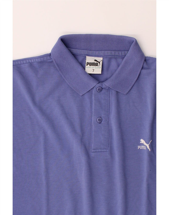 PUMA Mens Polo Shirt Medium Blue Cotton Vintage Puma and Second-Hand Puma from Messina Hembry 
