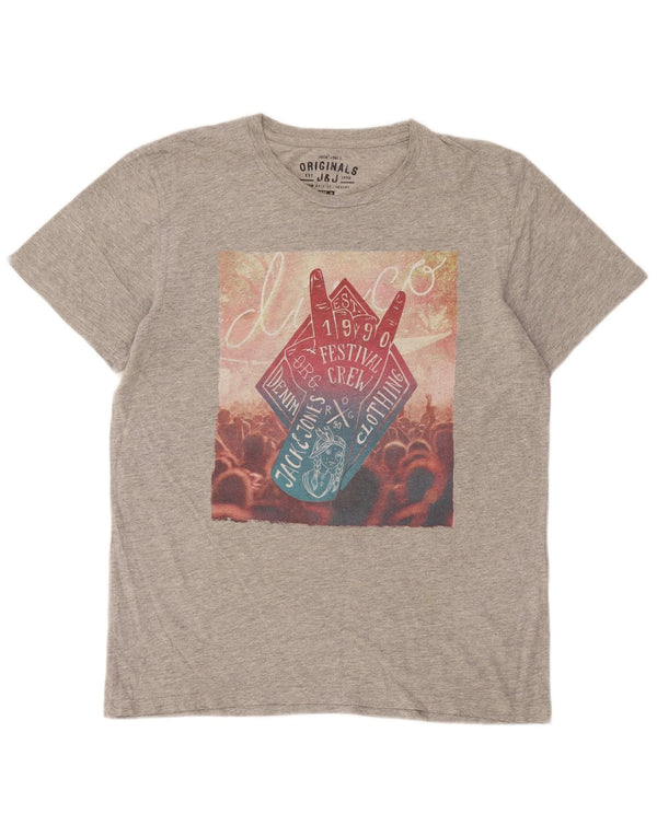 Jack & Jones Herre grafisk T-shirt Top mellemgrå