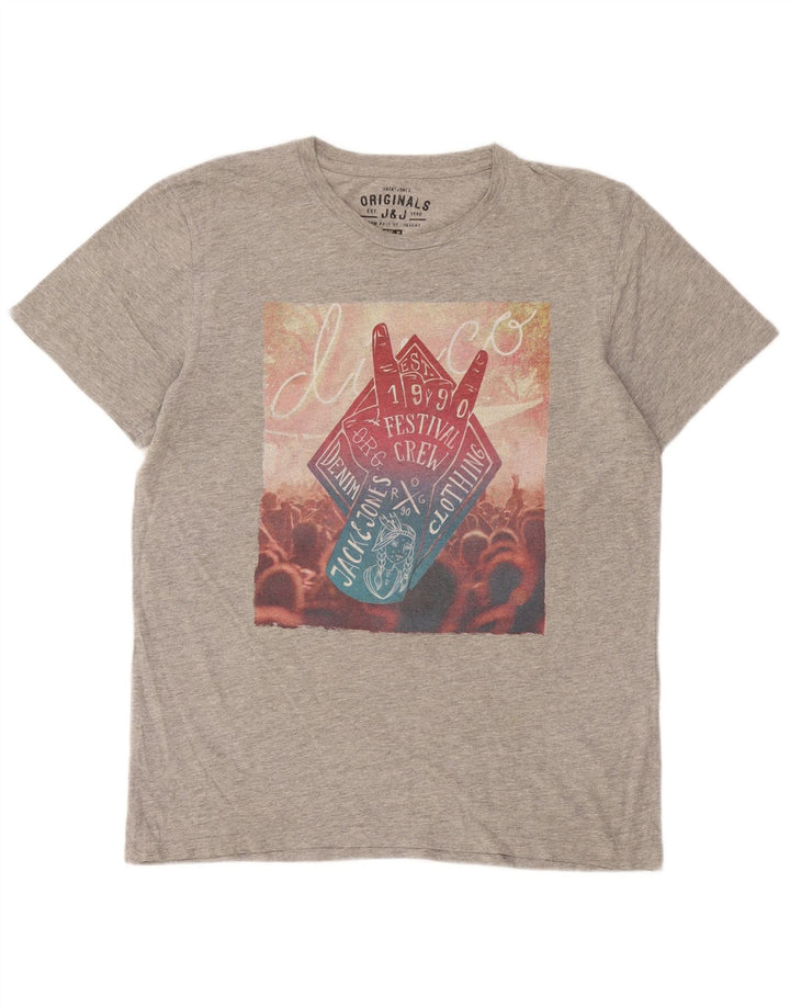 Jack & Jones Herre grafisk T-shirt Top mellemgrå