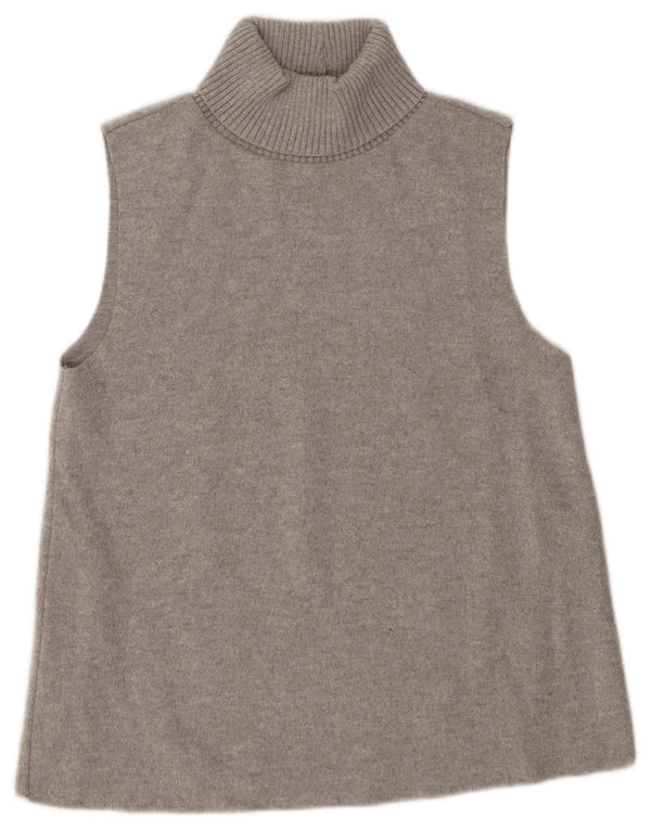 Zara Dame Roll Neck Vest Tank Top UK 12 Medium Grey