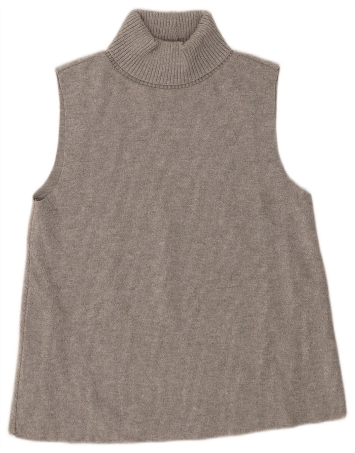 Zara Dame Roll Neck Vest Tank Top UK 12 Medium Grey