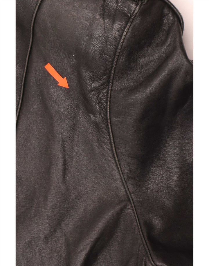 Vintage dame bikerjakke i læder EU 40 Medium Sort