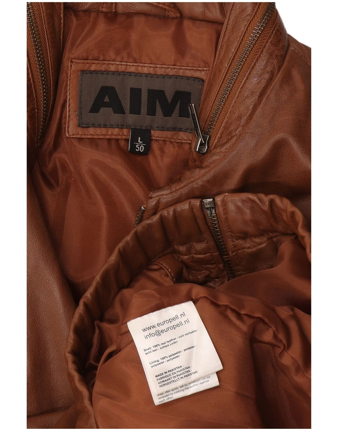 AIM Bomber læderjakke til mænd EU 50 Stor brunt læder