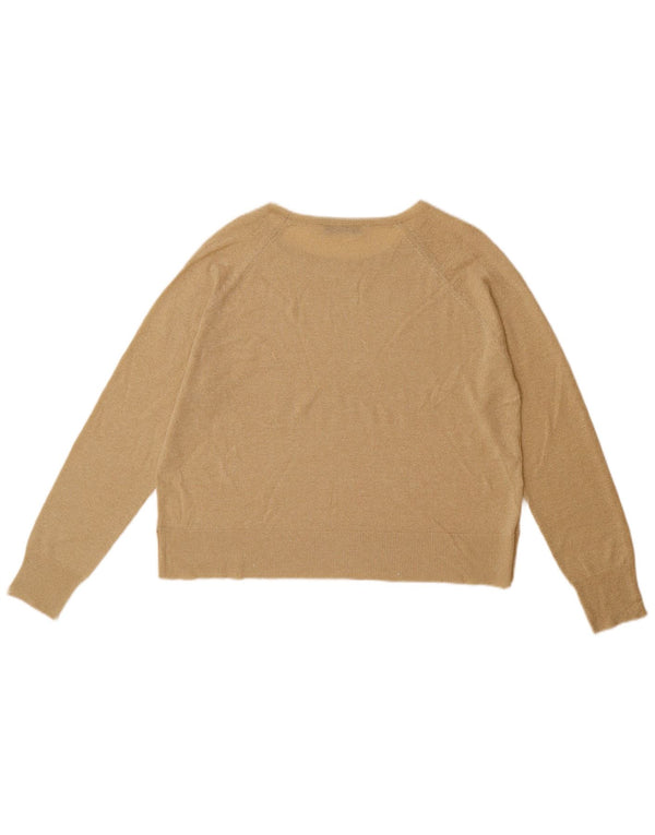 Zara Dame Oversized Boat Neck Jumper Sweater UK 10 Small Beige