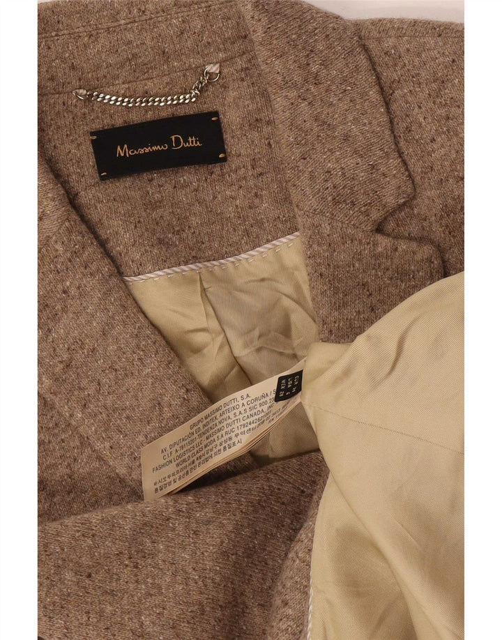 Massimo Dutti Dame 2 Button Blazer Jacket EU 38 Small Beige Flecked Wool