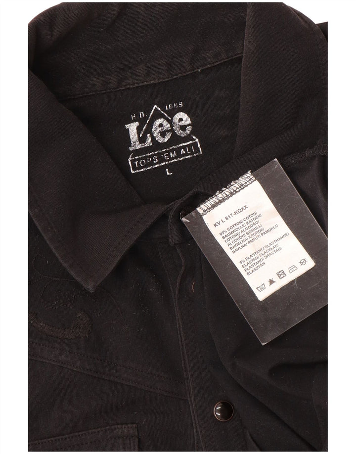 Lee Dame Polo Shirt UK 16 Stor Sort Bomuld