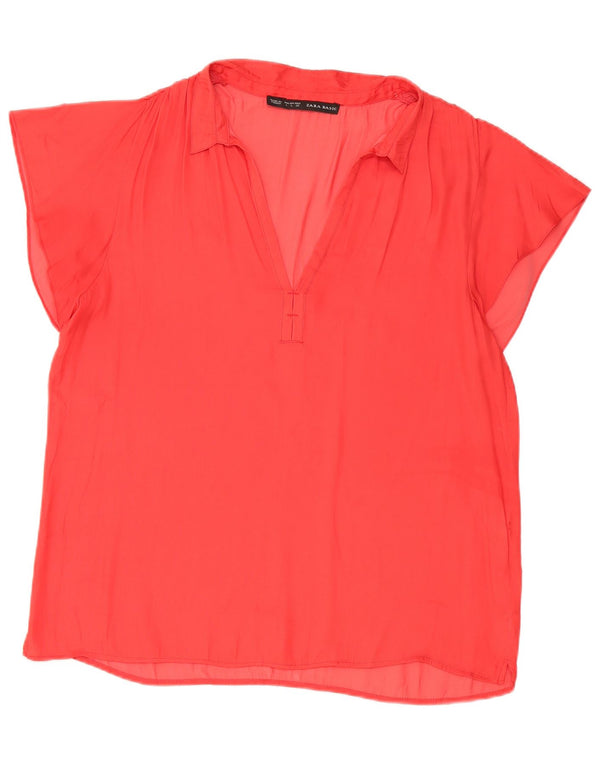 Zara Dame Bluse Top UK 16 Large Red