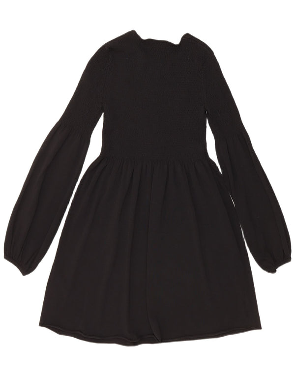 Zara Womens Long Sleeve Jumper Dress UK 8 Small Black Viscose