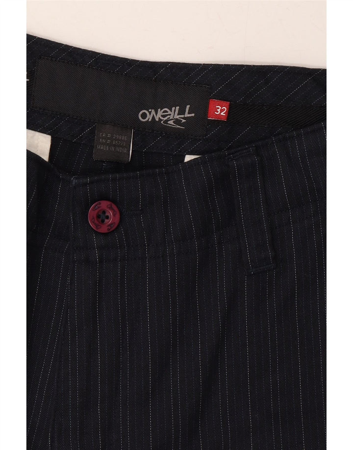 O'NEILL Mens Graphic Chino Shorts W32 Medium Navy Blue Pinstripe Polyester Vintage O'Neill and Second-Hand O'Neill from Messina Hembry 