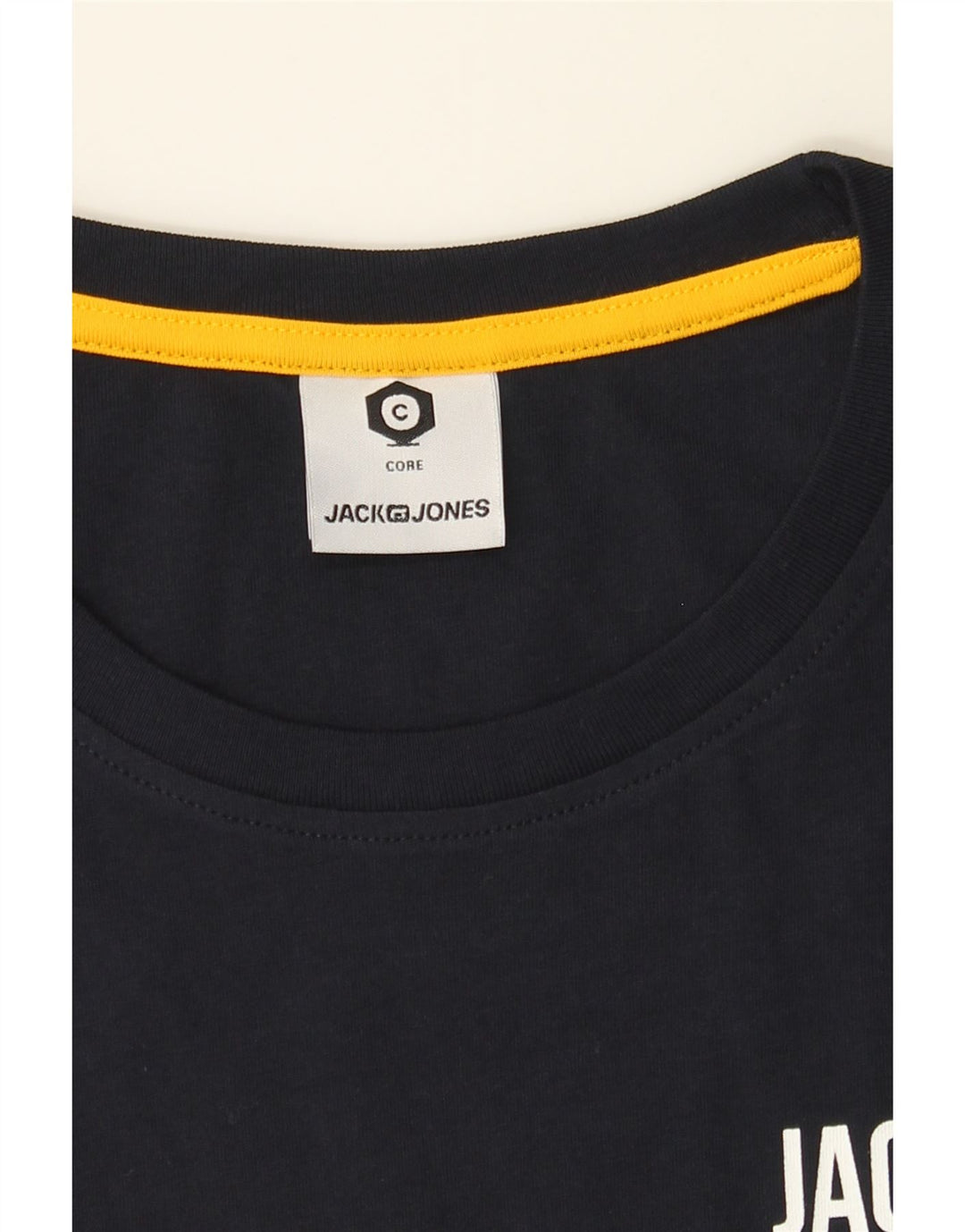 JACK & JONES Mens Core T-Shirt Top Medium Navy Blue Colourblock Cotton Vintage Jack & Jones and Second-Hand Jack & Jones from Messina Hembry 