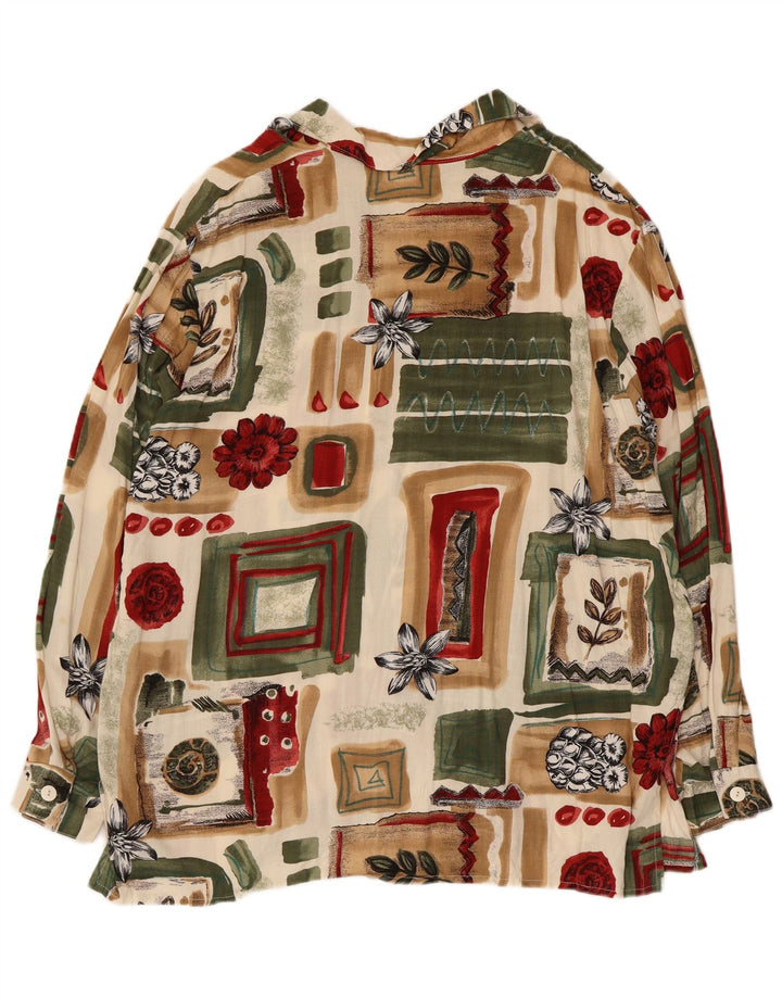 Vintage dameskjorte bluse IT 48 XL Flerfarvet Patchwork Viscose