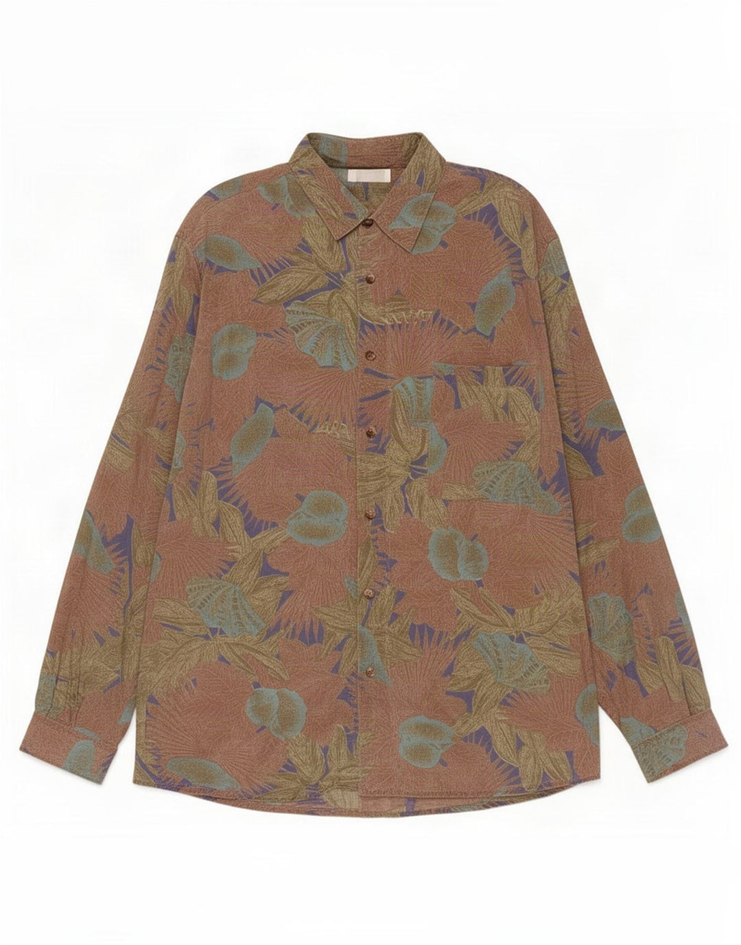 Vintage herreskjorte stor brun blomsterviscose