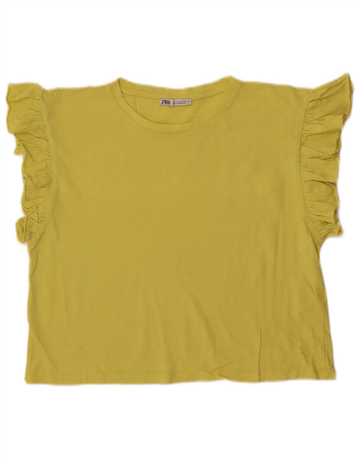 Zara Womens Crop Bluse Top UK 10 Small Yellow