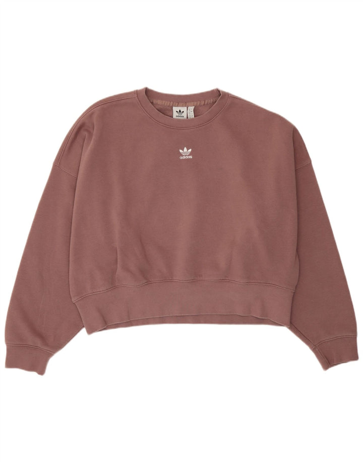 Adidas Dame Oversized Sweatshirt Jumper UK 12 Medium Lilla Bomuld