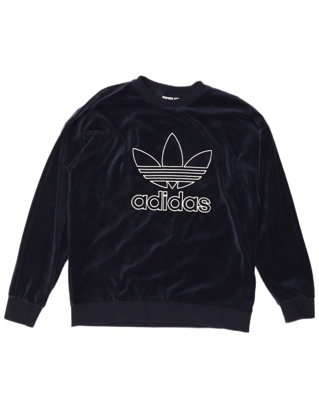 ADIDAS Dame Oversized Grafisk Sweatshirt Jumper UK 12 Medium Navy Blue