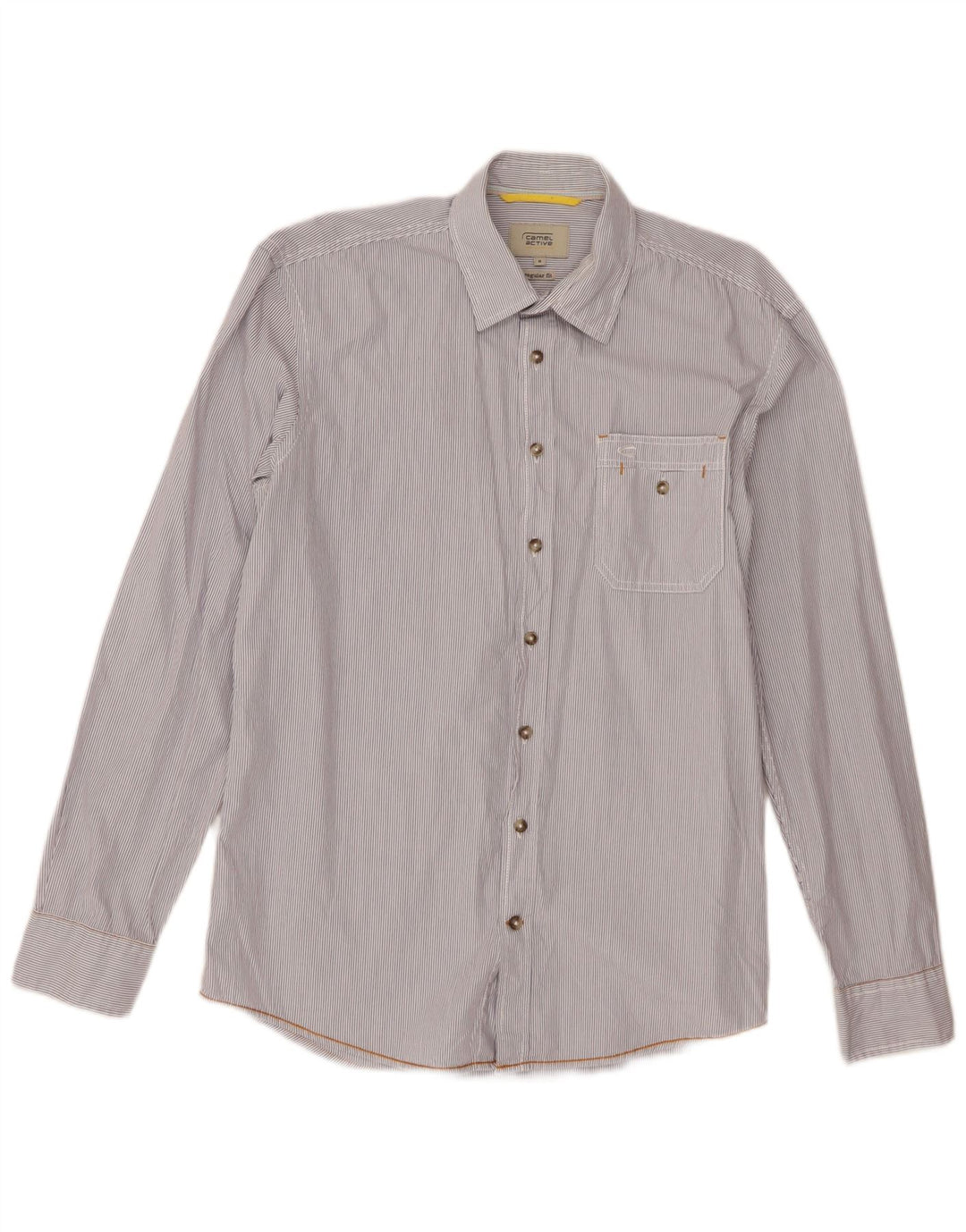 Camel Active Herre Regular Fit skjorte Medium hvid nålestribet bomuld
