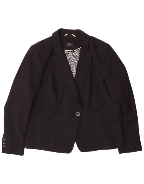 Marks & Spencer Dame 1 Knap Blazer Jakke UK 20 2XL Sort Polyester