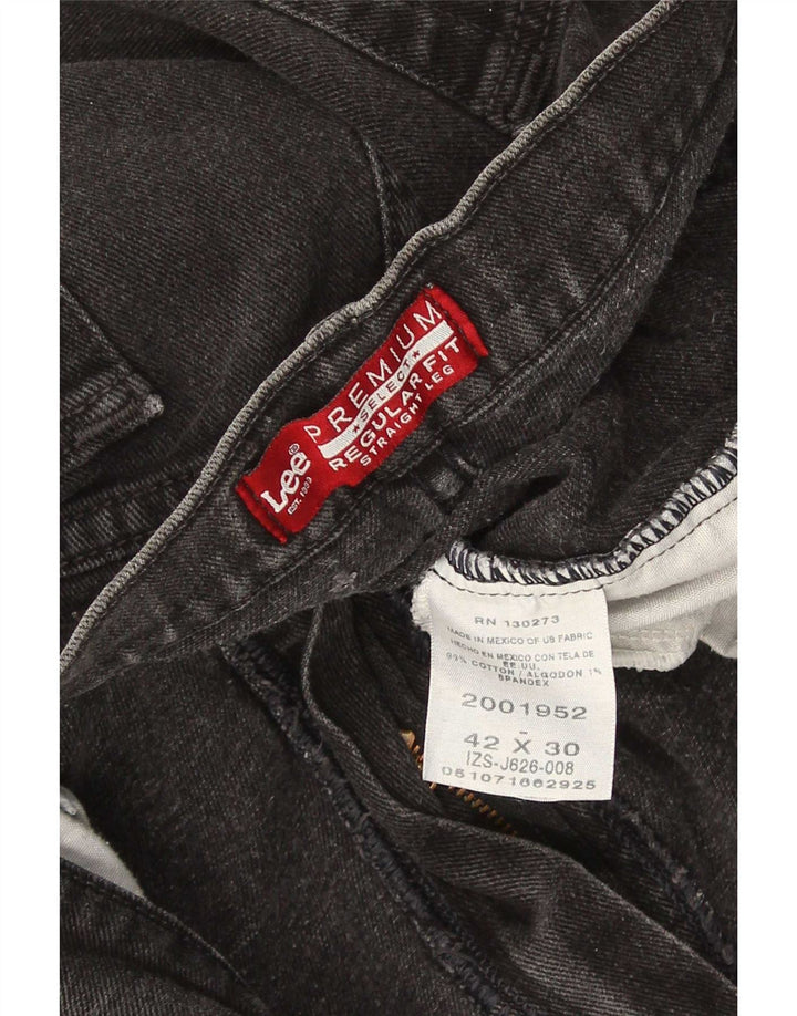 Lee Herre Regular Fit Straight Jeans W42 L30 Sort Bomuld