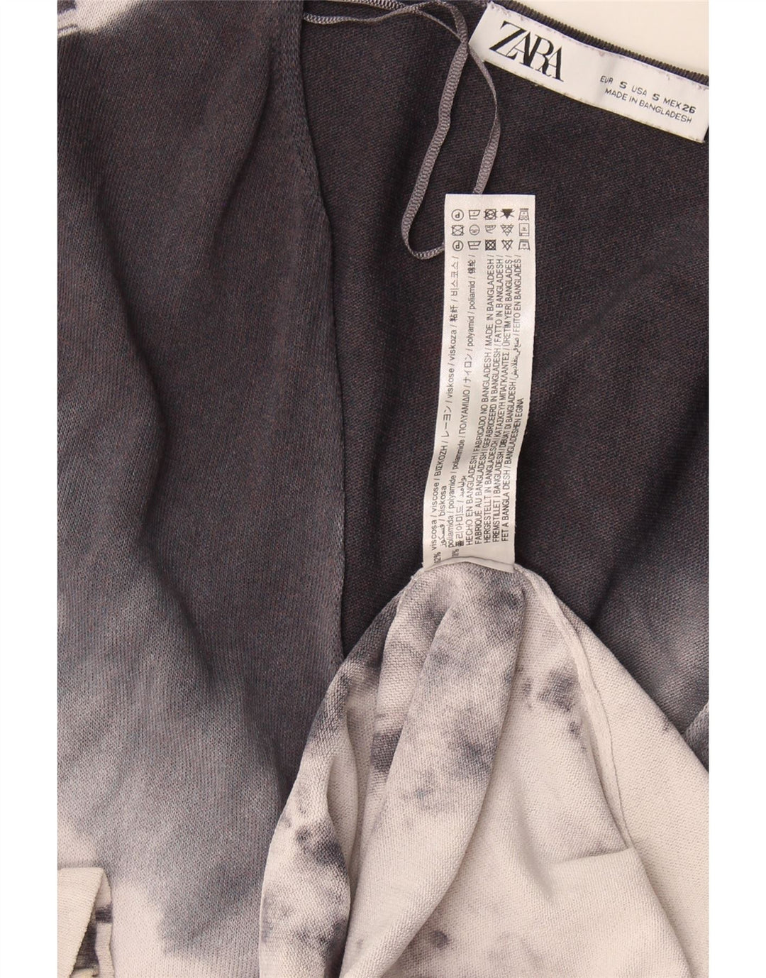 Zara Dame Oversized Maxi Dress UK 10 Small Grey Tie Dye Viscose