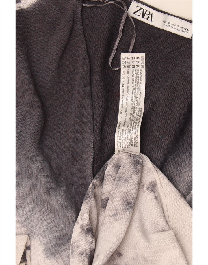Zara Dame Oversized Maxi Dress UK 10 Small Grey Tie Dye Viscose