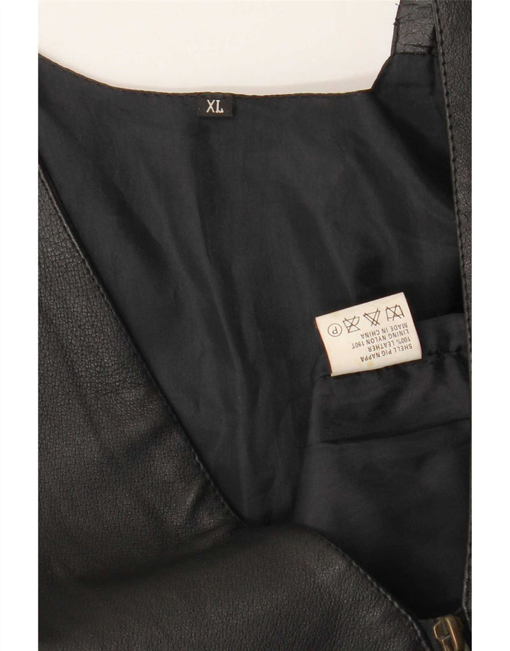 Vintage herre læder vest XL sort