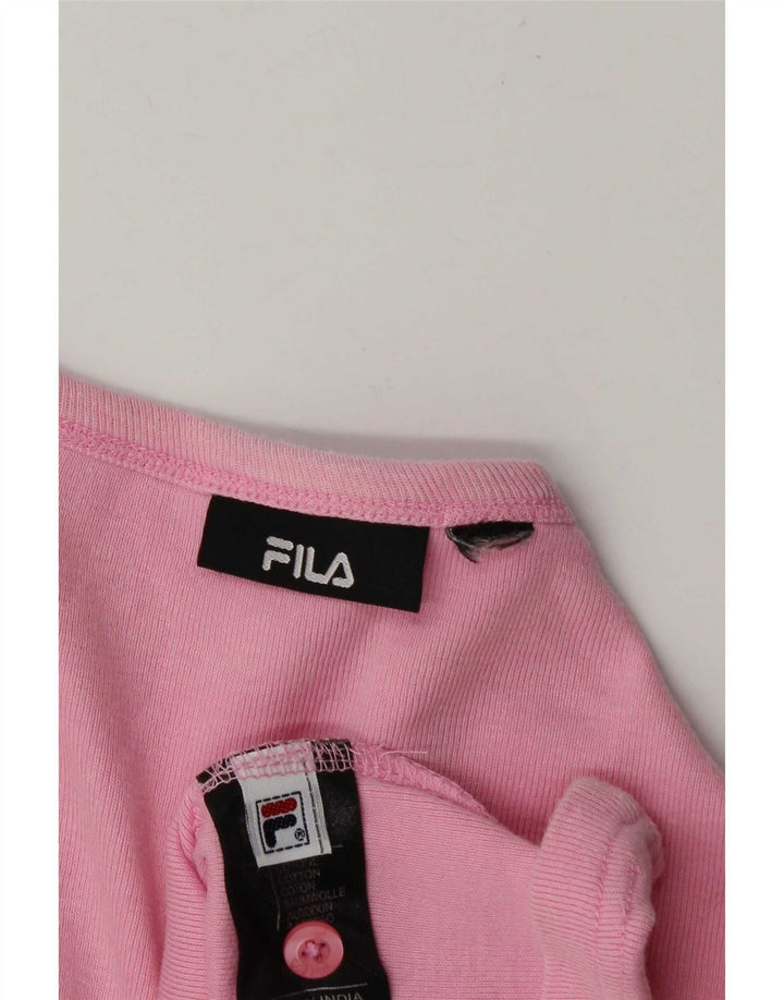 Fila Womens T-Shirt Top UK 14 Medium Pink Cotton