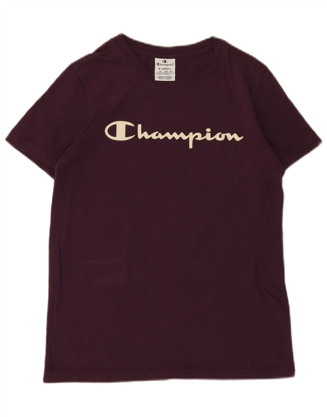 Champion Dame Grafisk T-Shirt Top UK 6 XS Lilla Bomuld