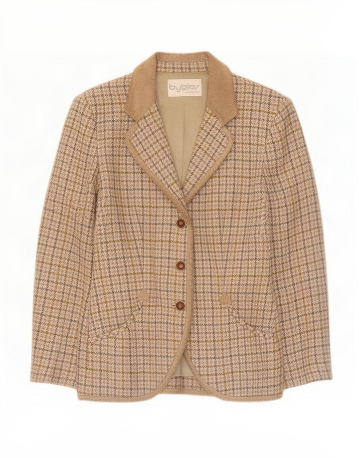 Byblos Dame 3 Button Blazer Jacket IT 42 Medium Beige Check