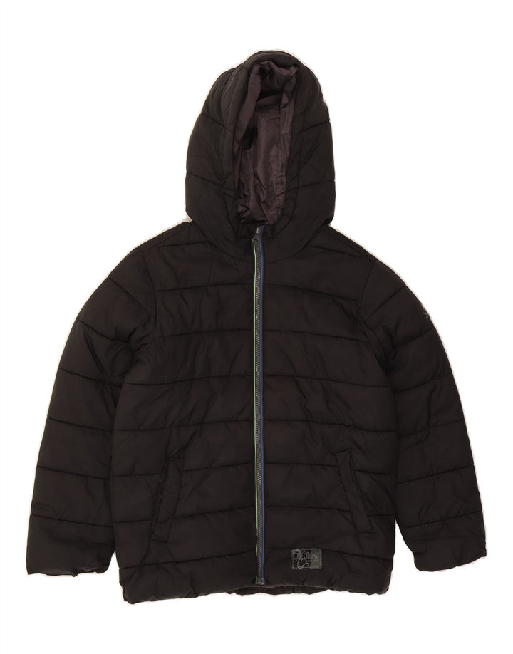 BENETTON Boys Hooded Padded Jacket 9-10 Years Large Black Polyester Vintage Benetton and Second-Hand Benetton from Messina Hembry 