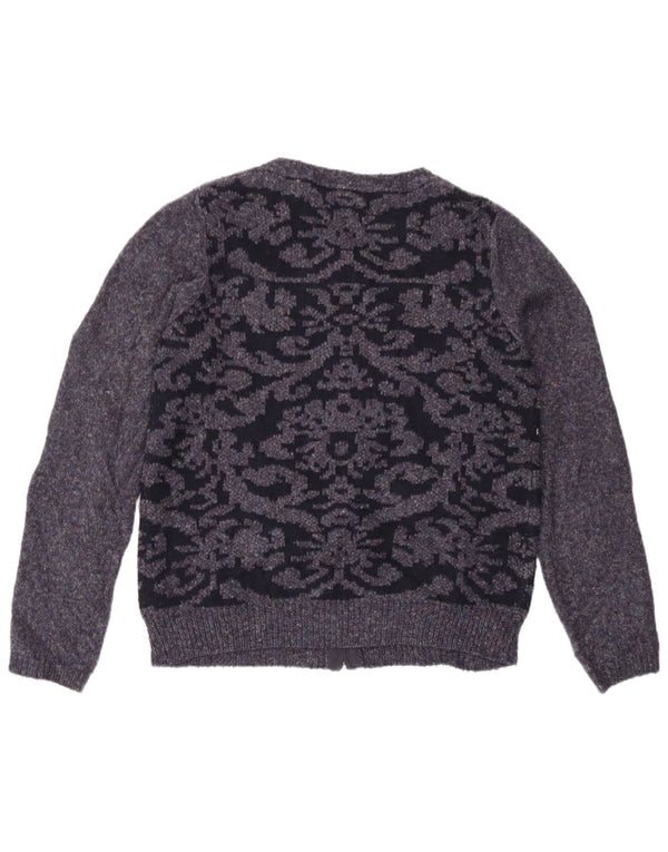 Fat Face Dame Cardigan Sweater UK 14 Large Navy Blue Paisley Acryl