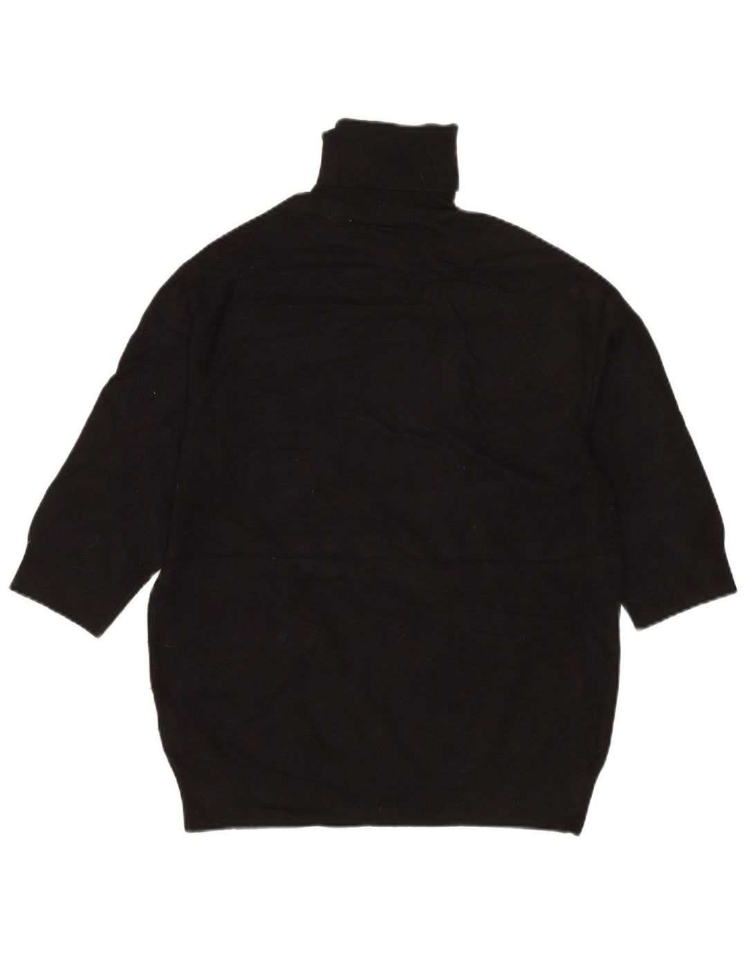 ZARA dametrøje med 3/4 ærmer med rullehals, UK 12 Medium Sort viskose
