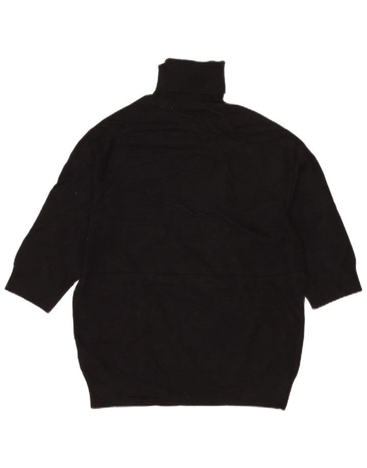 ZARA dametrøje med 3/4 ærmer med rullehals, UK 12 Medium Sort viskose