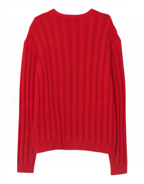Chaps Herre Boat Neck Jumper Sweater Stor rødstribet bomuld
