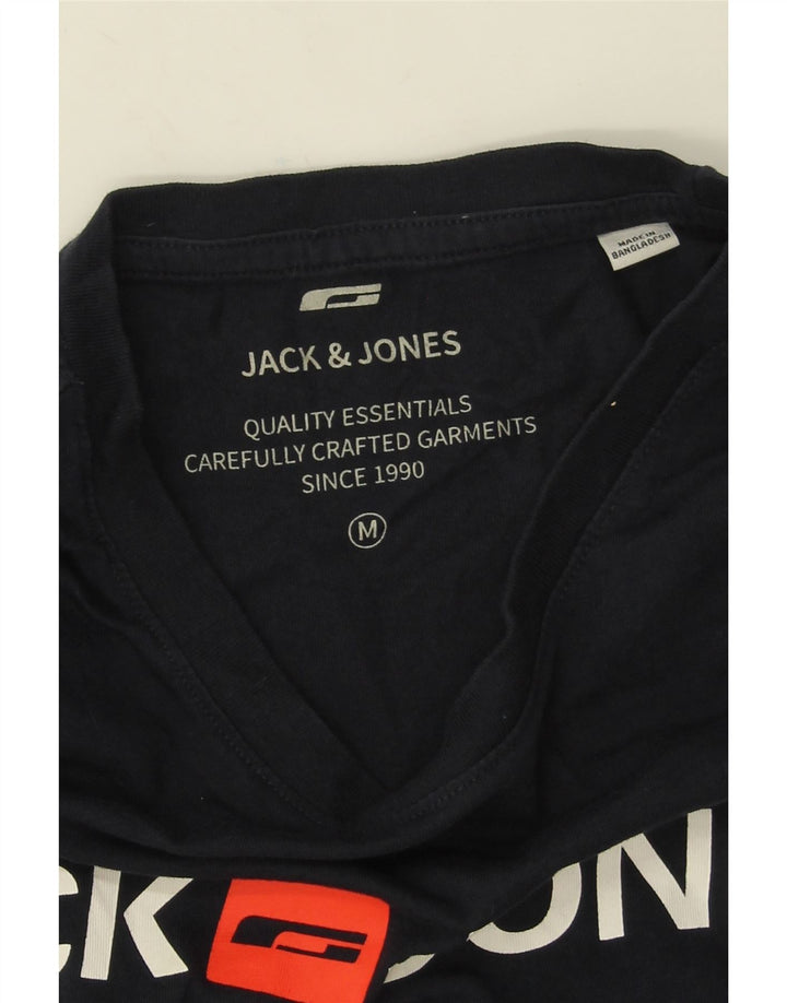 Jack & Jones Herre grafisk T-shirt Top Medium Marineblå Bomuld