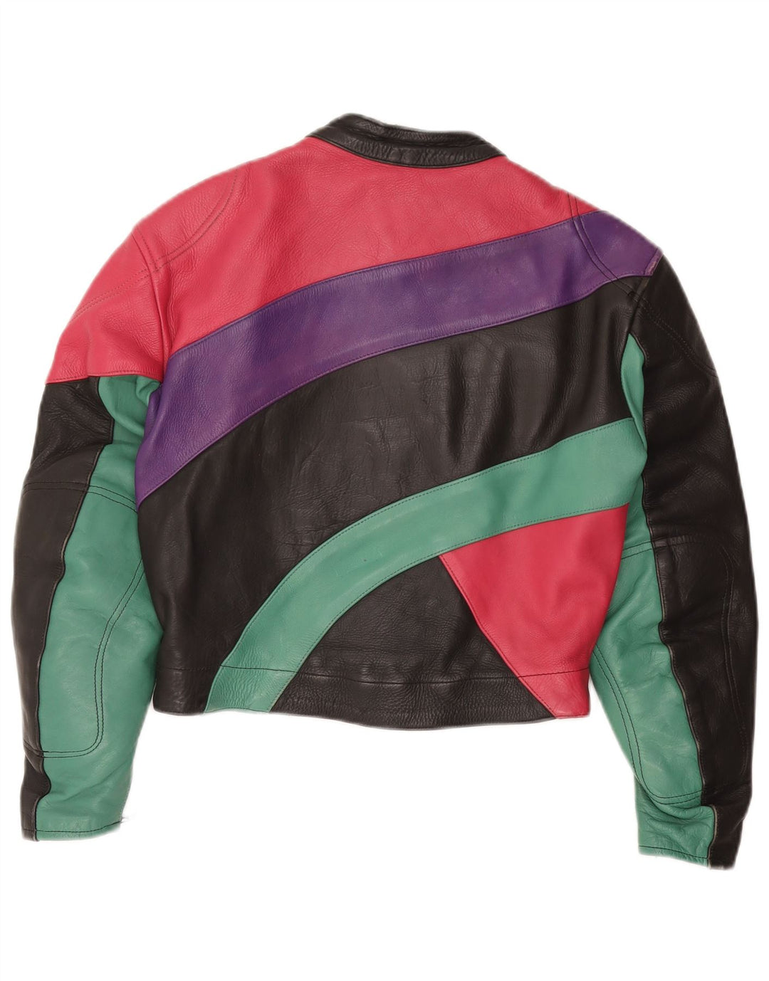 ROLEFF Womens Crop Jacket UK 14 Large Black Colourblock lædermotorcykel