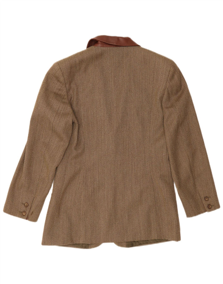 Vintage dame 2-knaps blazerjakke UK 14 Medium Khaki sildeben