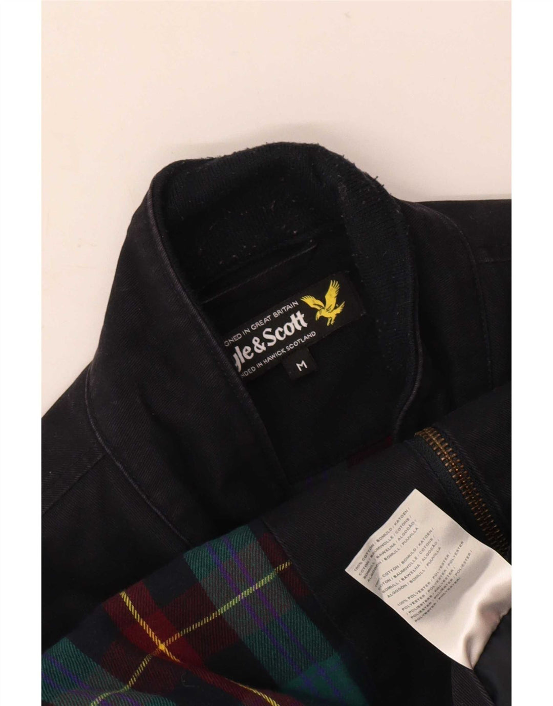 Lyle & Scott Herre Bomber Jacket UK 38 Medium Navy Blue Bomuld