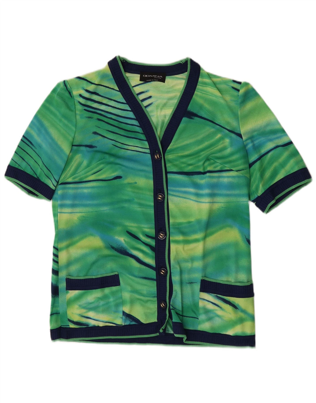 Domina Kortærmet Cardigan Top IT 44 Medium Green Tie Dye