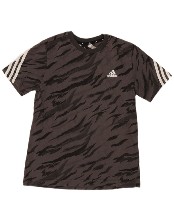 Adidas Boys T-Shirt Top 13-14 År Grå Animal Print Bomuld