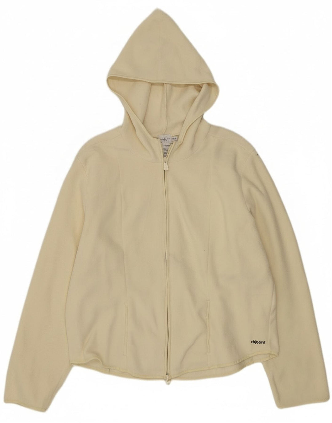 Calvin Klein Jeans Dame Hættejakke Fleecejakke UK 18 XL Off White Polyester