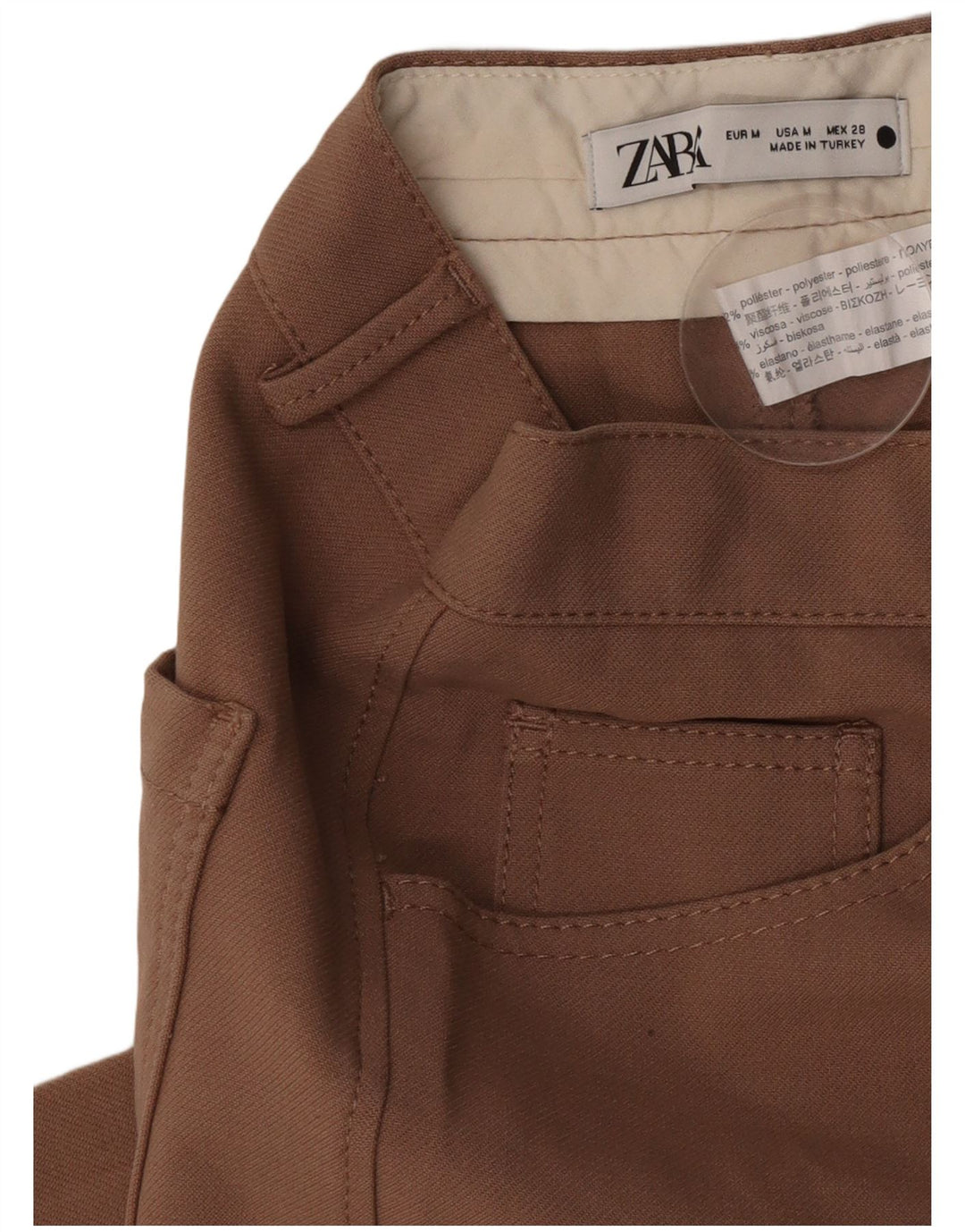 Zara kvinders brede ben Casual bukser Medium W28 L30 brun polyester