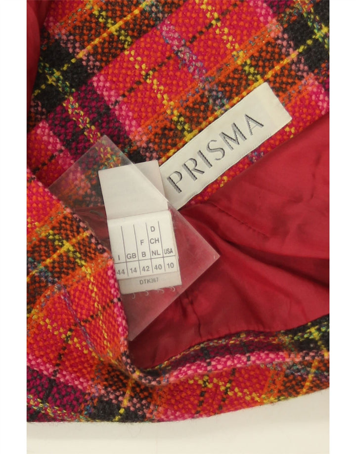 Prisma Dame 5-knaps blazerjakke UK 14 Stor rødternet uld