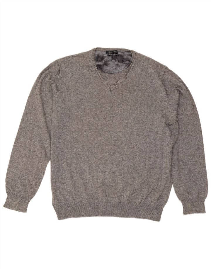 Massimo Dutti Herre V-hals sweater Stor Grå Bomuld