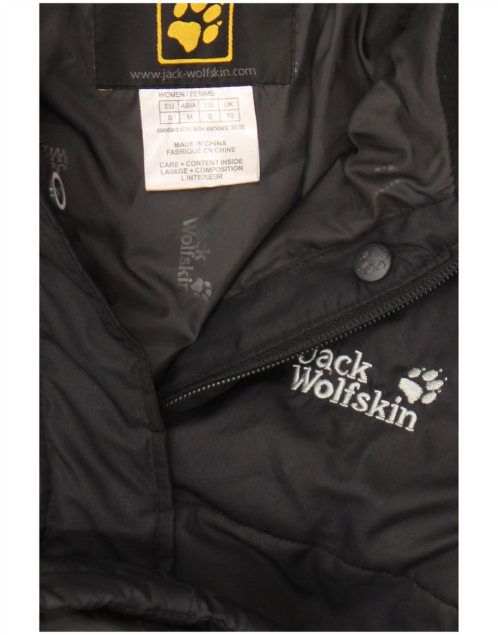 Jack Wolfskin Dame Hætte Polstret Frakke UK 10 Small Black Polyester